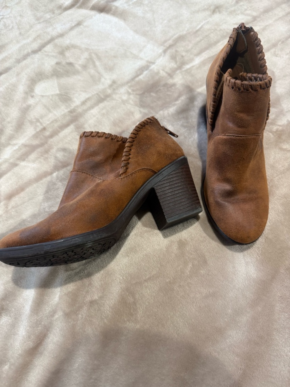 Women’s Brown Suede Block Heel Ankle Booties